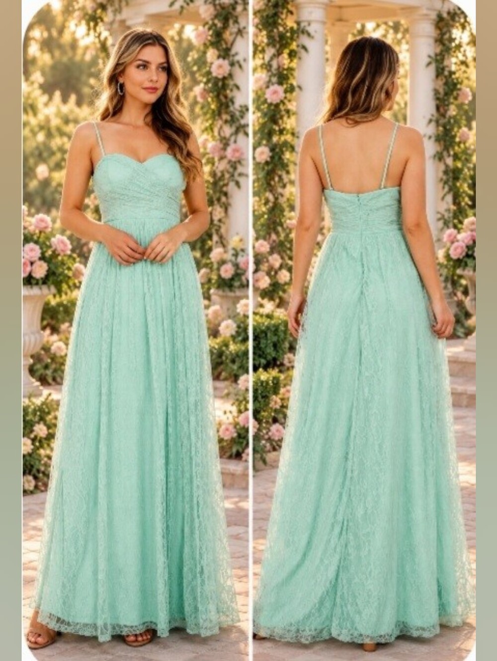 INA Mint Green Lace Floor Length Formal Dress NWT Medium Homecoming Prom Wedding